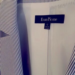 Evan Picone navy white striped blazer size 12